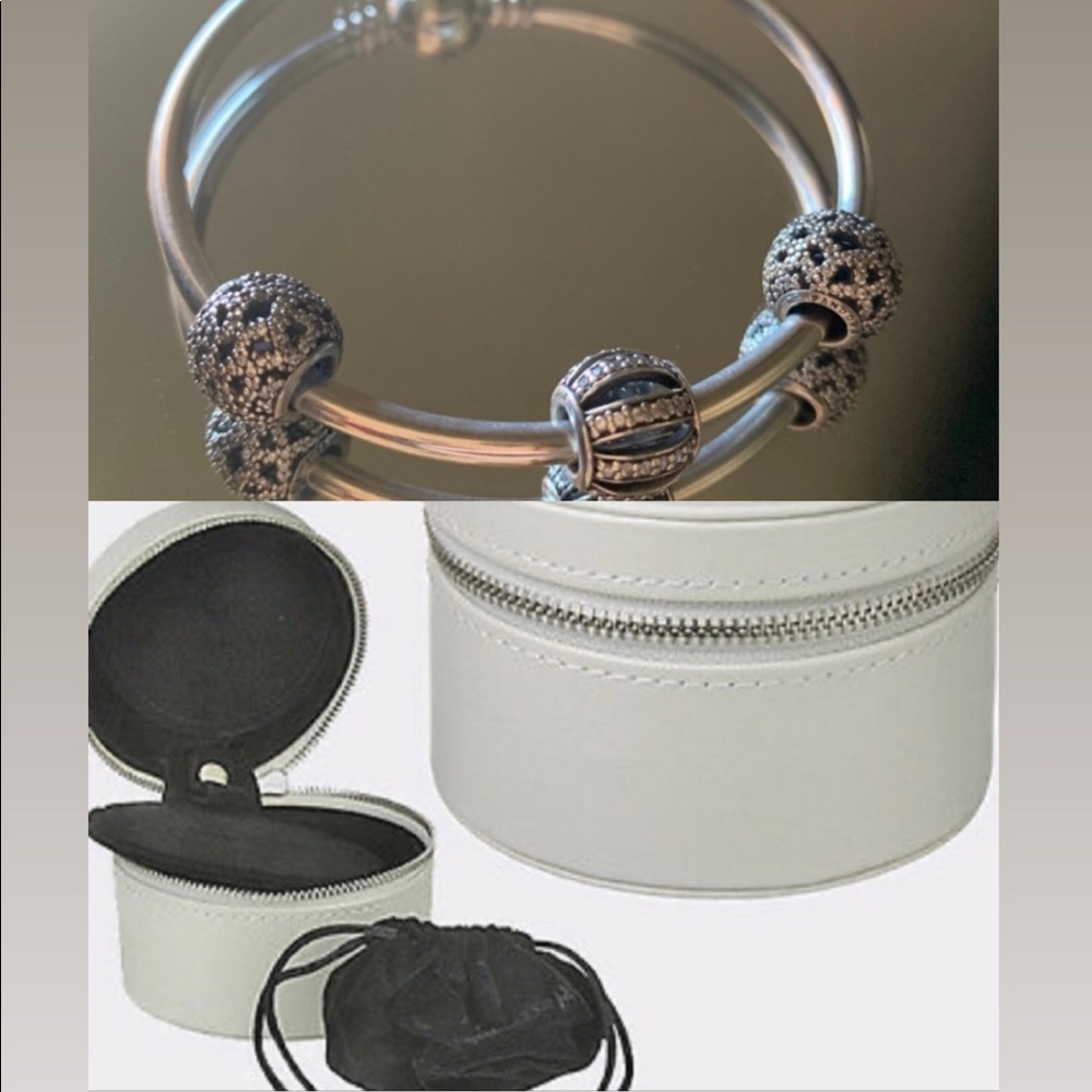 Pandora authentic bracelet with 3 charms & a box